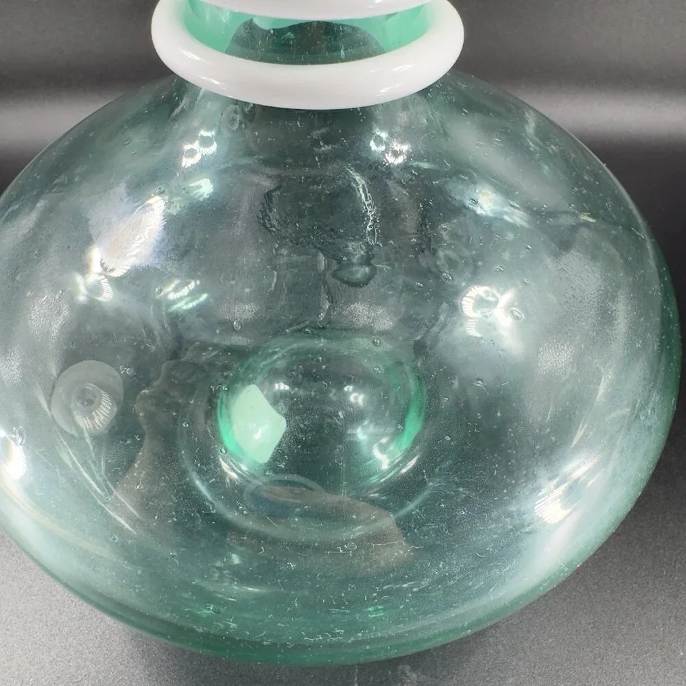 Paola Navone Riviera Crate And Barrel Glass Vase Carafe Decanter Green Signed